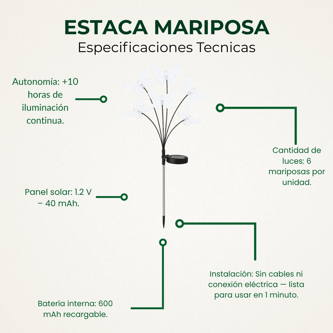 Luces SOLARES Mariposa RGY 🦋 2 UNIDADES