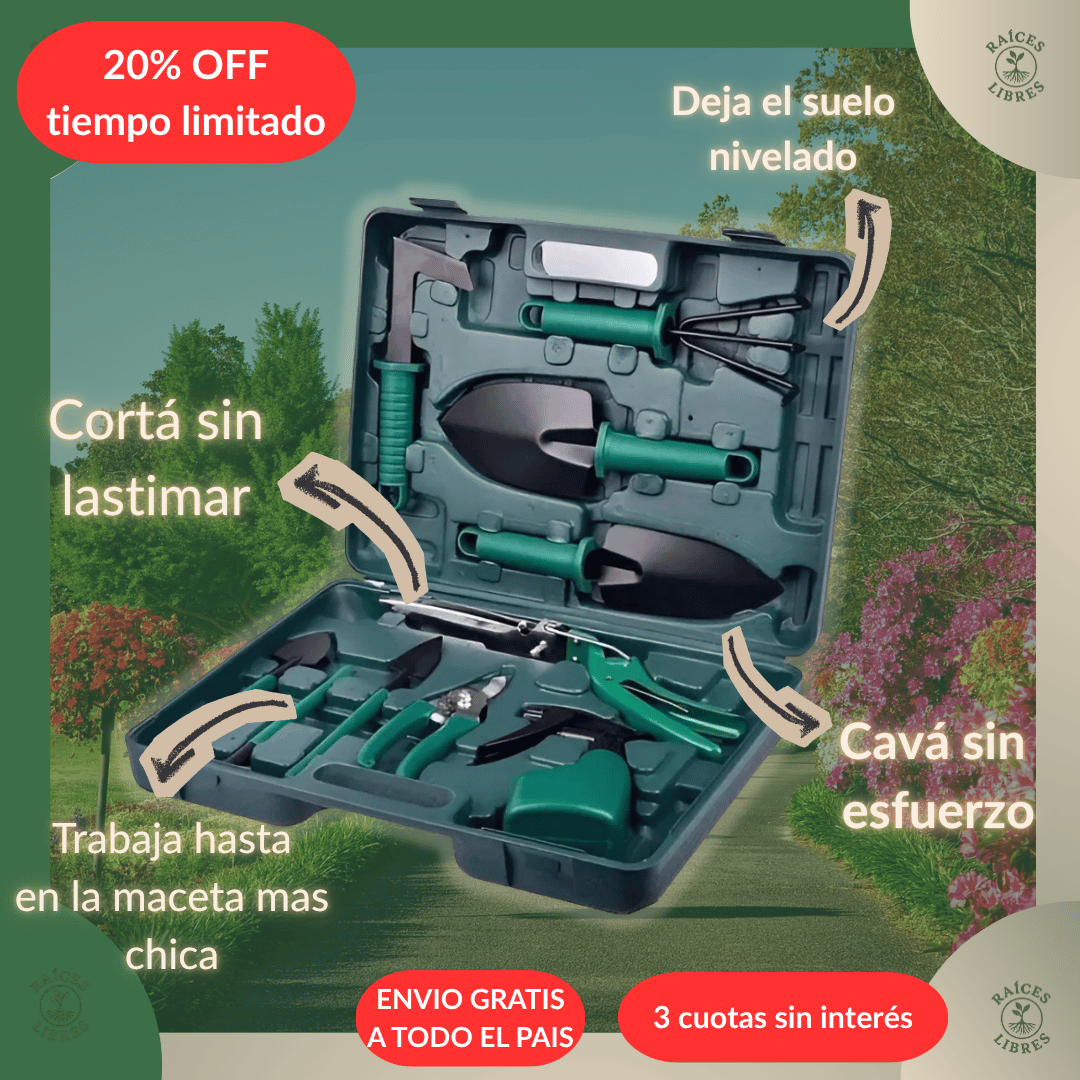 Kit de Jardinería Completo con 10 Herramientas + Valija Organizadora