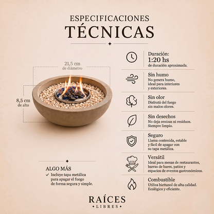 Fogonero XL RAICES LIBRES🔥 Fuego real en tus cenas 🔥