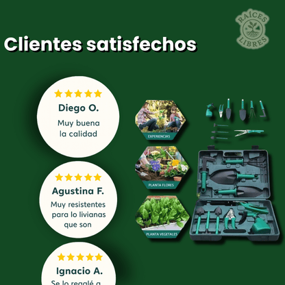 Kit de Jardinería Completo con 10 Herramientas + Valija Organizadora