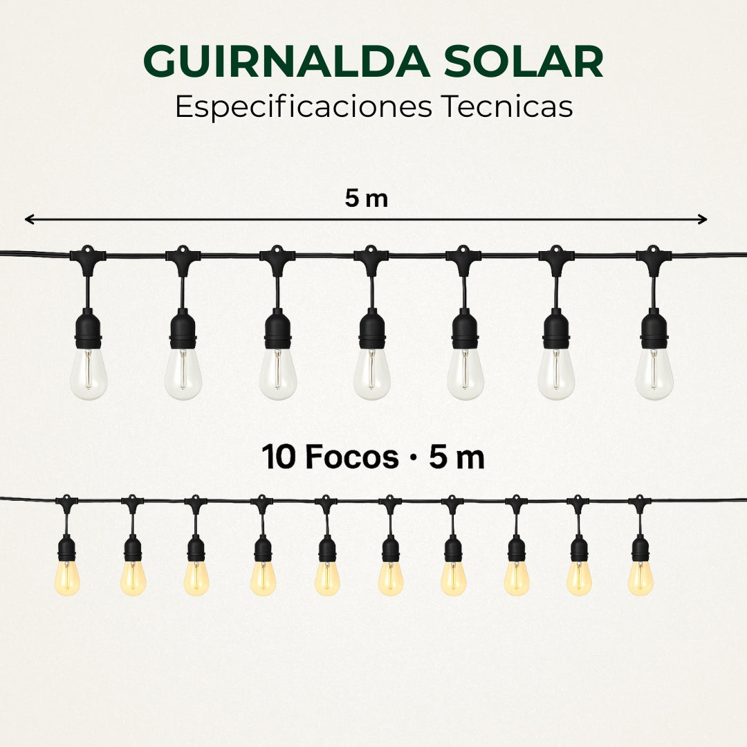 Guirnalda Solar LED 5m (10 Focos)