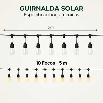 Guirnalda Solar LED 5m (10 Focos)