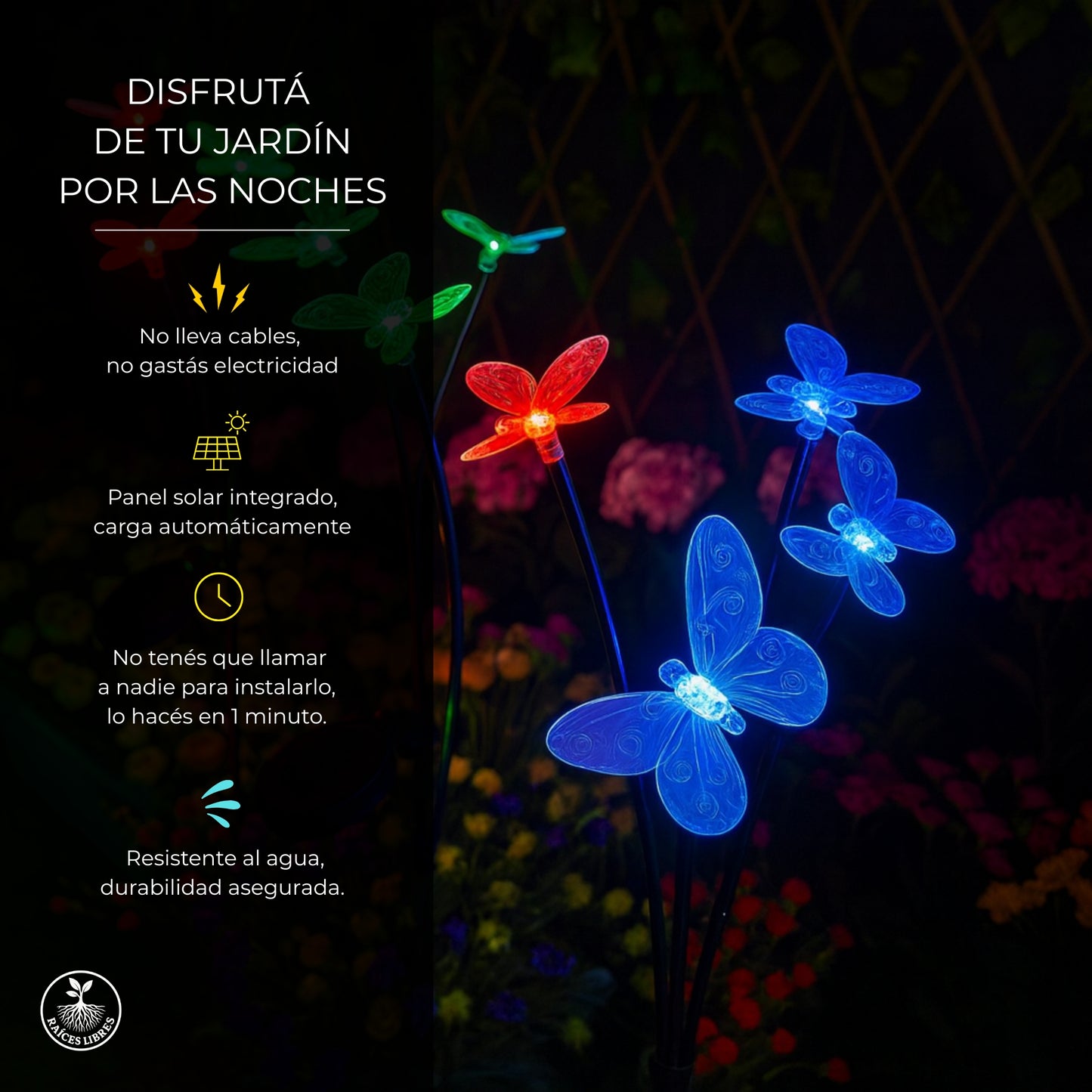 Luces SOLARES Mariposa RGY 🦋