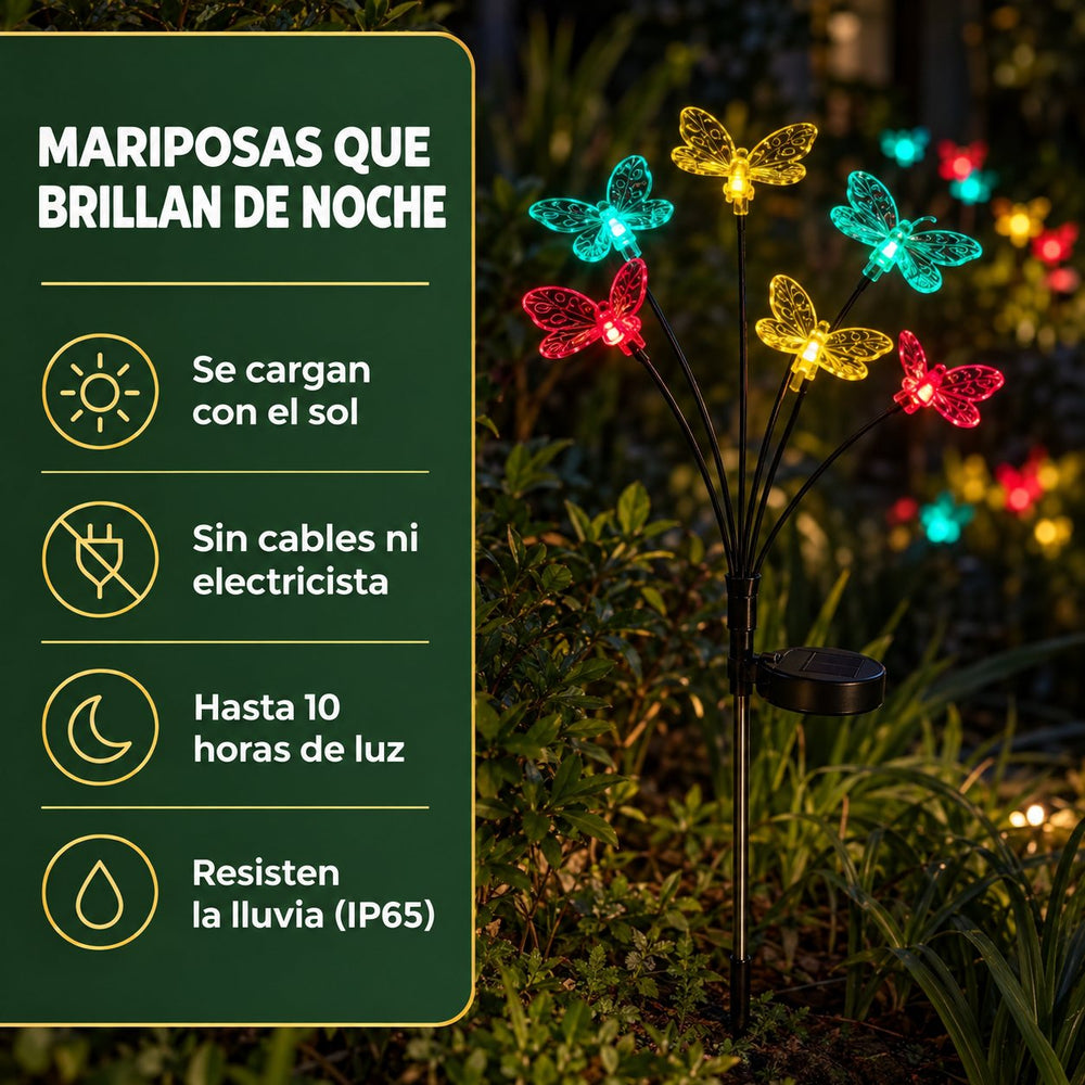 Luces SOLARES Mariposa RGY 🦋 2 UNIDADES