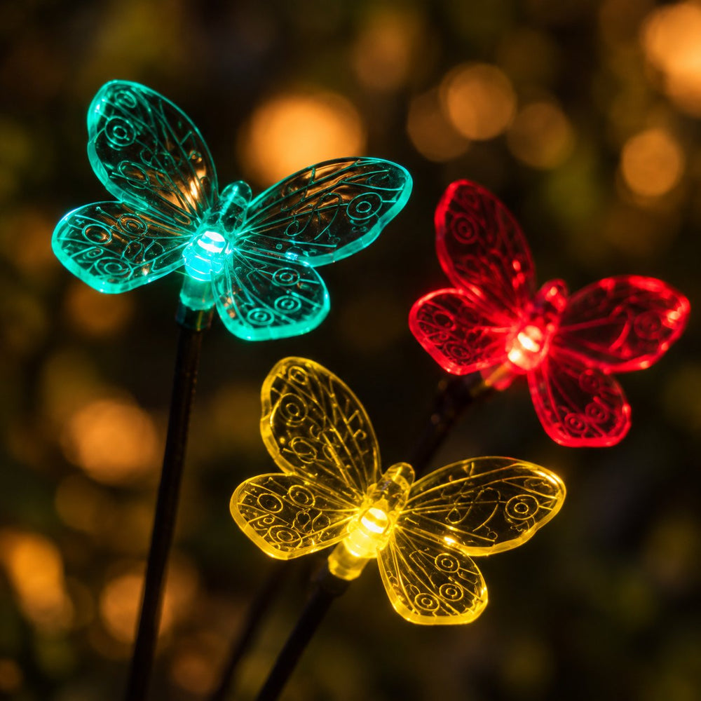 Luces SOLARES Mariposa RGY 🦋 2 UNIDADES